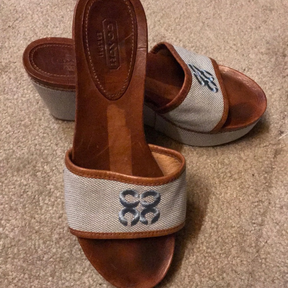 Coach platform wedges- blue
